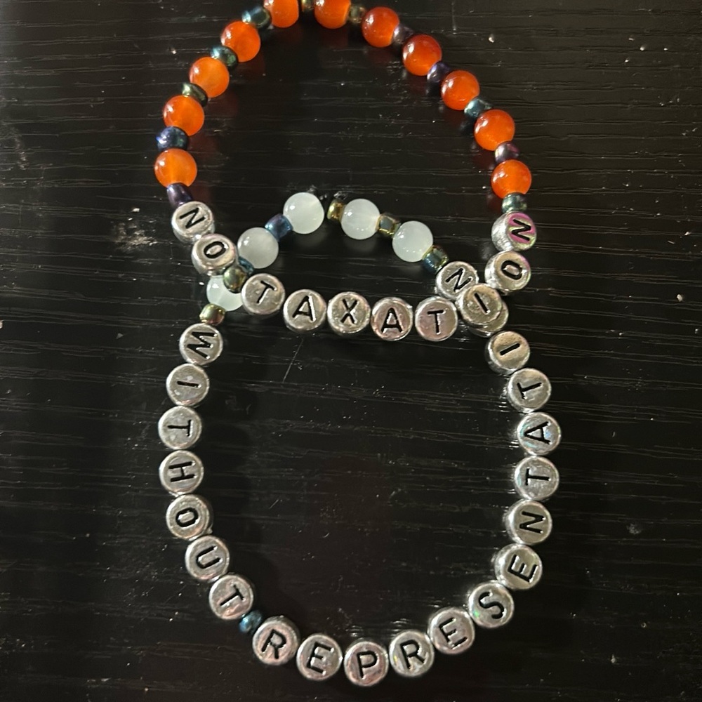 Orange and Silver Beaded Bracelets